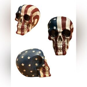 American Flag Skull USA Tattoo Figurine Statue Stars and Stripes